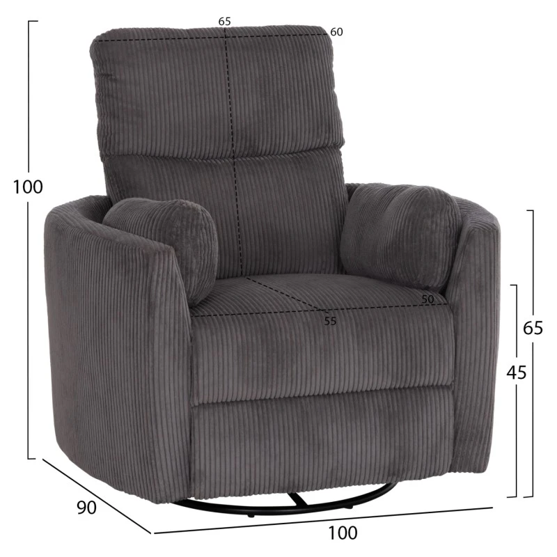 ΠΟΛΥΘΡΟΝΑ ΘΗΛΑΣΜΟΥ/RELAX VELMORA HM3300.01 ΓΚΡΙ ΚΟΤΛΕ ΥΦΑΣΜΑ 100x90x100Υεκ