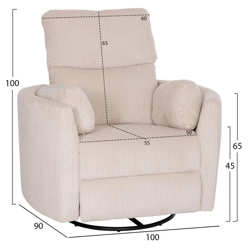 ΠΟΛΥΘΡΟΝΑ ΘΗΛΑΣΜΟΥ/RELAX VELMORA HM3300.03 ΜΠΕΖ ΚΟΤΛΕ ΥΦΑΣΜΑ 100x90x100Υεκ