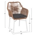 ΠΟΛΥΘΡΟΝΑ TOPIN HM6048.01 ΑΛΟΥΜΙΝΙΟ ΛΕΥΚΟ-P.E. RATTAN ΑΝΟΙΧΤΟ ΚΑΦΕ-ΜΑΞΙΛΑΡΙ ΓΚΡΙ 57x65x84Υ εκ