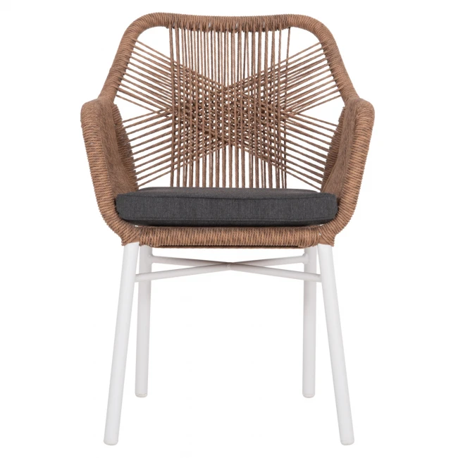 ΠΟΛΥΘΡΟΝΑ TOPIN HM6048.01 ΑΛΟΥΜΙΝΙΟ ΛΕΥΚΟ-P.E. RATTAN ΑΝΟΙΧΤΟ ΚΑΦΕ-ΜΑΞΙΛΑΡΙ ΓΚΡΙ 57x65x84Υ εκ