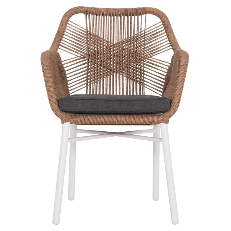 ΠΟΛΥΘΡΟΝΑ TOPIN HM6048.01 ΑΛΟΥΜΙΝΙΟ ΛΕΥΚΟ-P.E. RATTAN ΑΝΟΙΧΤΟ ΚΑΦΕ-ΜΑΞΙΛΑΡΙ ΓΚΡΙ 57x65x84Υ εκ