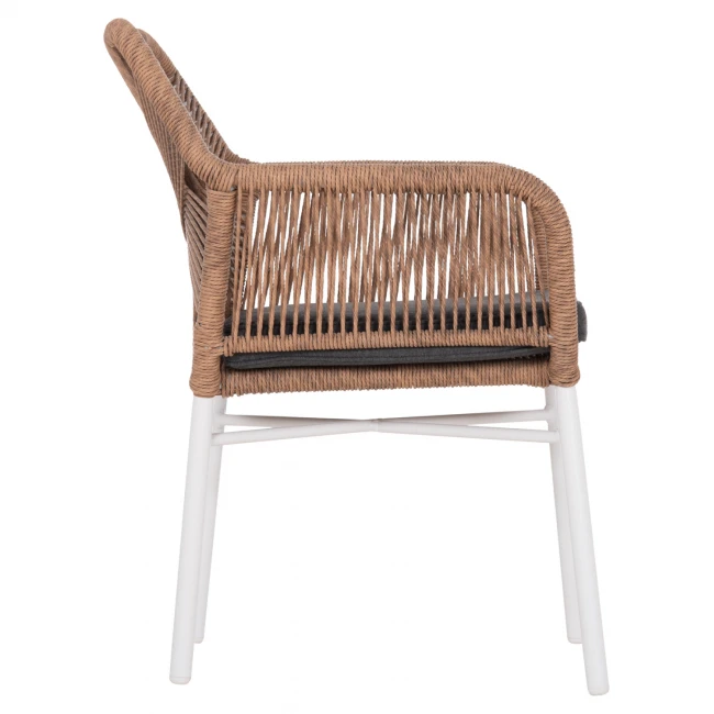 ΠΟΛΥΘΡΟΝΑ TOPIN HM6048.01 ΑΛΟΥΜΙΝΙΟ ΛΕΥΚΟ-P.E. RATTAN ΑΝΟΙΧΤΟ ΚΑΦΕ-ΜΑΞΙΛΑΡΙ ΓΚΡΙ 57x65x84Υ εκ