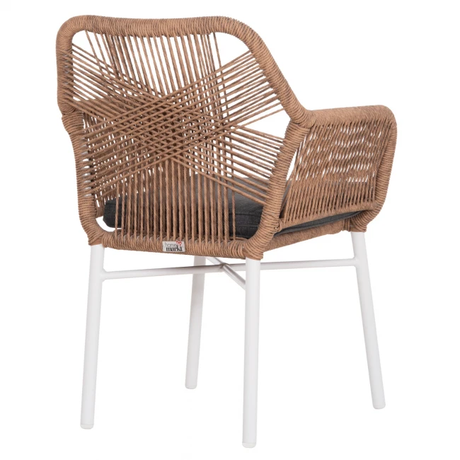 ΠΟΛΥΘΡΟΝΑ TOPIN HM6048.01 ΑΛΟΥΜΙΝΙΟ ΛΕΥΚΟ-P.E. RATTAN ΑΝΟΙΧΤΟ ΚΑΦΕ-ΜΑΞΙΛΑΡΙ ΓΚΡΙ 57x65x84Υ εκ