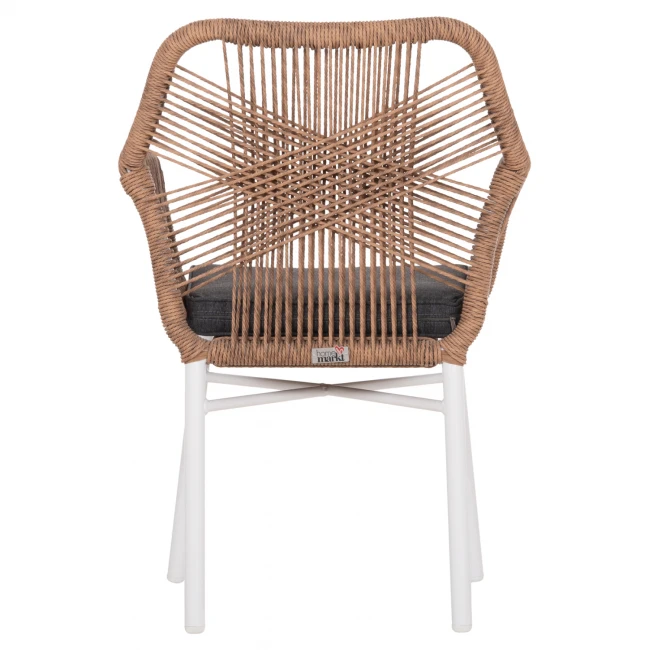 ΠΟΛΥΘΡΟΝΑ TOPIN HM6048.01 ΑΛΟΥΜΙΝΙΟ ΛΕΥΚΟ-P.E. RATTAN ΑΝΟΙΧΤΟ ΚΑΦΕ-ΜΑΞΙΛΑΡΙ ΓΚΡΙ 57x65x84Υ εκ