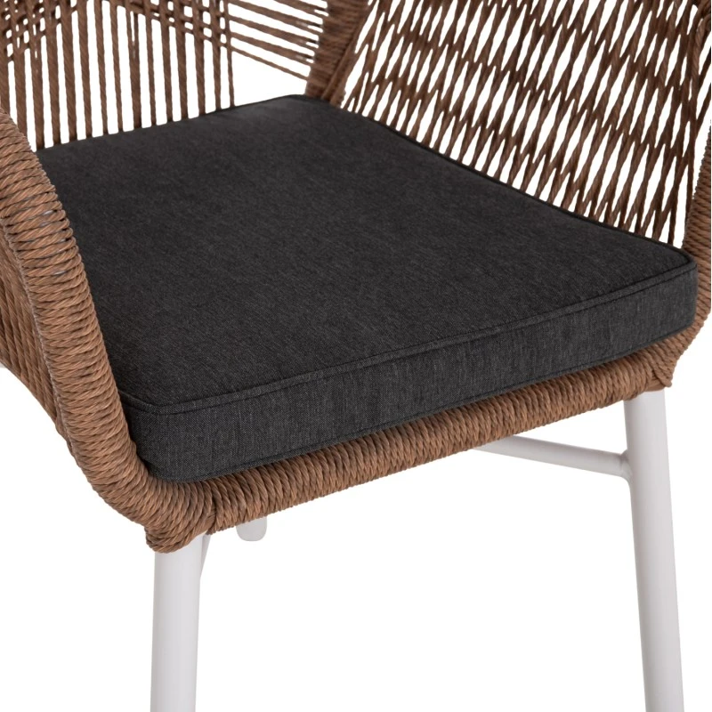 ΠΟΛΥΘΡΟΝΑ TOPIN HM6048.01 ΑΛΟΥΜΙΝΙΟ ΛΕΥΚΟ-P.E. RATTAN ΑΝΟΙΧΤΟ ΚΑΦΕ-ΜΑΞΙΛΑΡΙ ΓΚΡΙ 57x65x84Υ εκ