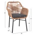 ΠΟΛΥΘΡΟΝΑ TOPIN HM6048.03 ΑΛΟΥΜΙΝΙΟ ΑΝΘΡΑΚΙ-P.E. RATTAN ΜΠΕΖ-ΜΑΞΙΛΑΡΙ ΑΝΘΡΑΚΙ