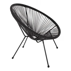 ΠΟΛΥΘΡΟΝΑ ΤΥΠΟΥ ΦΩΛΙΑ ΜΕΤΑΛΛΙΚΗ ACAPULCO ΜΑΥΡΗ ΜΕ ΜΑΥΡΟ P.E.RATTAN HM5872.01 70x73x79 εκ.