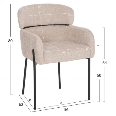 ΠΟΛΥΘΡΟΝΑ WOLF HM8583.02 ΕΚΡΟΥ ΥΦΑΣΜΑ ΜΠΟΥΚΛΕ ΜΕ ΜΕΤΑΛΛΙΚΑ ΠΟΔΙΑ 56x62x80Yεκ.