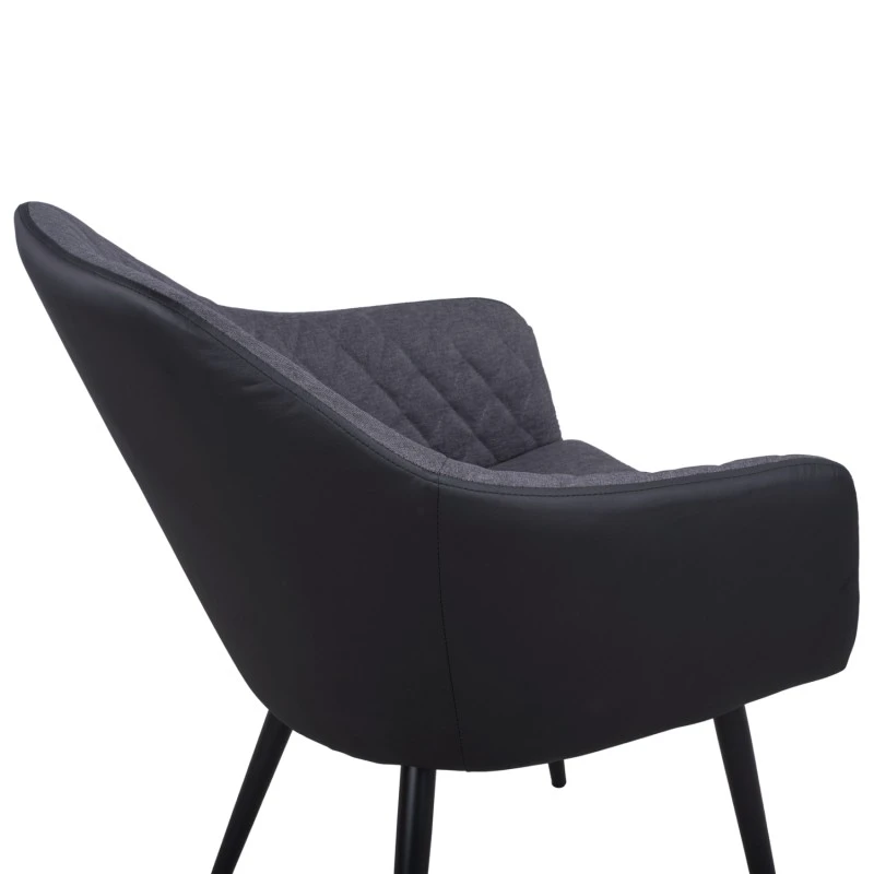 ΠΟΛΥΘΡΟΝΑΚΙ CHARLES HM8522.01 ΜΕ ΥΦΑΣΜΑ ΣΚΟΥΡΟ ΓΚΡΙ PU ΜΑΥΡΟ 57x63x83Υ εκ.