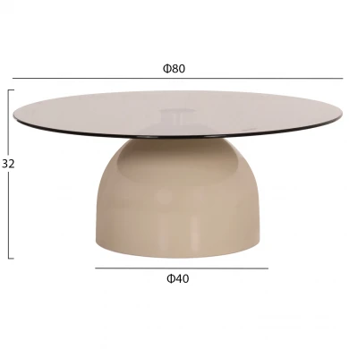 ΣΕΤ 2 ΤΡΑΠΕΖΙΑ ΣΑΛΟΝΙΟΥ BELLINS HM18313.04 ΜΠΕΖ ΜΕΤΑΛ.ΒΑΣΕΙΣ--ΓΥΑΛΙ Φ50εκ & Φ80εκ