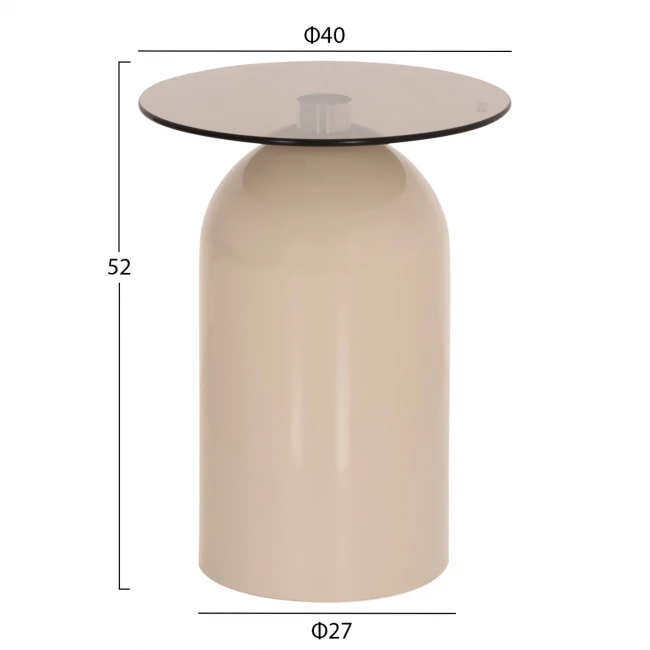 ΣΕΤ 2 ΤΡΑΠΕΖΙΑ ΣΑΛΟΝΙΟΥ BELLINS HM18314.04 ΜΠΕΖ ΜΕΤΑΛ.ΒΑΣΕΙΣ--ΓΥΑΛΙ Φ50εκ & Φ40εκ