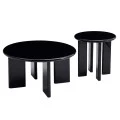 ΣΕΤ 2 ΤΡΑΠΕΖΙΑ ΣΑΛΟΝΙΟΥ FLIX HM18452.02 MDF ΣΕ GLOSSY ΜΑΥΡΟ Φ80 & Φ50εκ