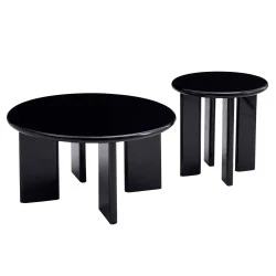 ΣΕΤ 2 ΤΡΑΠΕΖΙΑ ΣΑΛΟΝΙΟΥ FLIX HM18452.02 MDF ΣΕ GLOSSY ΜΑΥΡΟ Φ80 & Φ50εκ
