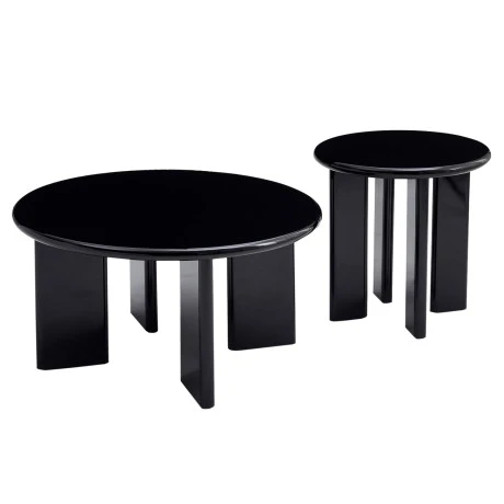 ΣΕΤ 2 ΤΡΑΠΕΖΙΑ ΣΑΛΟΝΙΟΥ FLIX HM18452.02 MDF ΣΕ GLOSSY ΜΑΥΡΟ Φ80 & Φ50εκ
