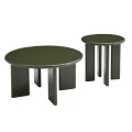 ΣΕΤ 2 ΤΡΑΠΕΖΙΑ ΣΑΛΟΝΙΟΥ FLIX HM18452.07 MDF ΣΕ GLOSSY ΠΡΑΣΙΝΟ Φ80 & Φ50εκ