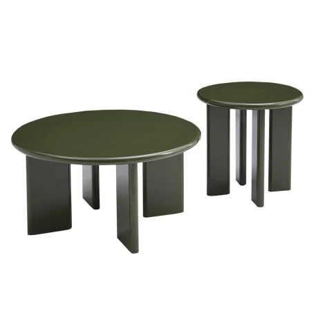 ΣΕΤ 2 ΤΡΑΠΕΖΙΑ ΣΑΛΟΝΙΟΥ FLIX HM18452.07 MDF ΣΕ GLOSSY ΠΡΑΣΙΝΟ Φ80 & Φ50εκ