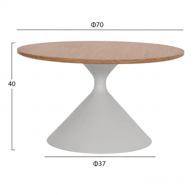 ΣΕΤ 2 ΤΡΑΠΕΖΙΑ ΣΑΛΟΝΙΟΥ JENNEL(X) HM18308.01 ΜΕΤΑΛΛΟ ΛΕΥΚΟ--MDF ΣΕ ΦΥΣΙΚΟ Φ50εκ & Φ70εκ