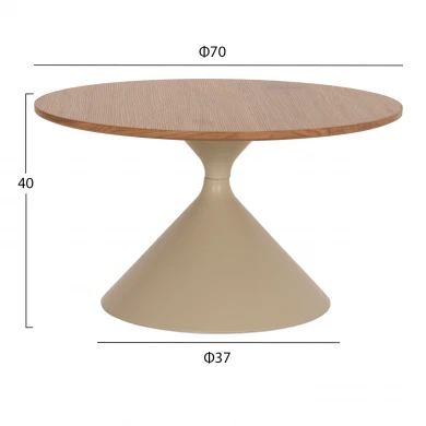 ΣΕΤ 2 ΤΡΑΠΕΖΙΑ ΣΑΛΟΝΙΟΥ JENNEL(X) HM18308.04 ΜΕΤΑΛΛΟ ΣΑΜΠΑΝΙ--MDF ΣΕ ΦΥΣΙΚΟ Φ50εκ & Φ70εκ