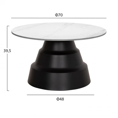 ΣΕΤ 2 ΤΡΑΠΕΖΙΑ ΣΑΛΟΝΙΟΥ LIDOX HM18306.02 SINTERED STONE TOP- SNOW WHITE ΧΡΩΜΑ Φ50 & Φ70