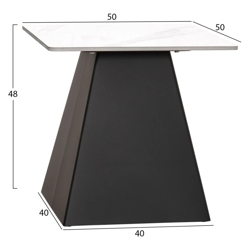 ΣΕΤ 2 ΤΡΑΠΕΖΙΑ ΣΑΛΟΝΙΟΥ QUBER(X) HM18311.02 SINTERED STONE ΤΕΤΡΑΓΩΝΟ--ΒΑΣΕΙΣ ΜΑΥΡΕΣ