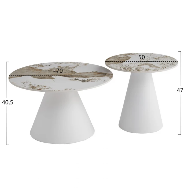 ΤΡΑΠΕΖΙΑ ΣΑΛΟΝΙΟΥ RIDGE(X) HM18307.01 SINTERED STONE TOPS--ΒΑΣΕΙΣ ΛΕΥΚΕΣ Φ50 & Φ70
