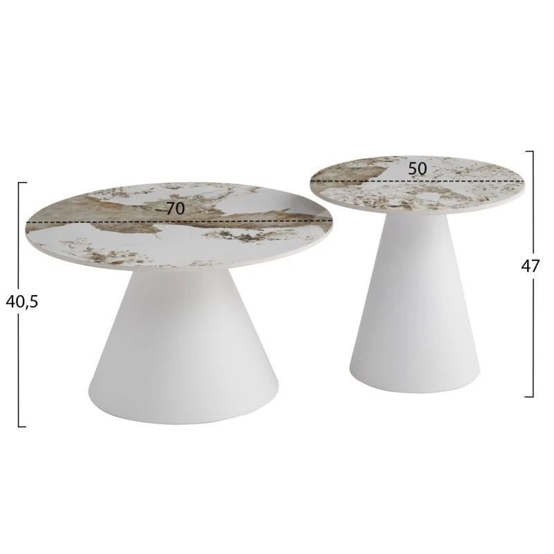 ΣΕΤ 2 ΤΡΑΠΕΖΙΑ ΣΑΛΟΝΙΟΥ RIDGE(X) HM18307.01 SINTERED STONE TOPS--ΒΑΣΕΙΣ ΛΕΥΚΕΣ Φ50 & Φ70