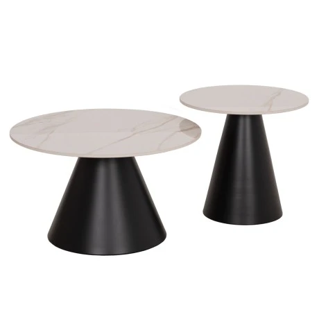 ΣΕΤ 2 ΤΡΑΠΕΖΙΑ ΣΑΛΟΝΙΟΥ RIDGE(X) HM18307.02 SINTERED STONE TOPS--ΒΑΣΕΙΣ ΜΑΥΡΕΣ Φ50 & Φ70