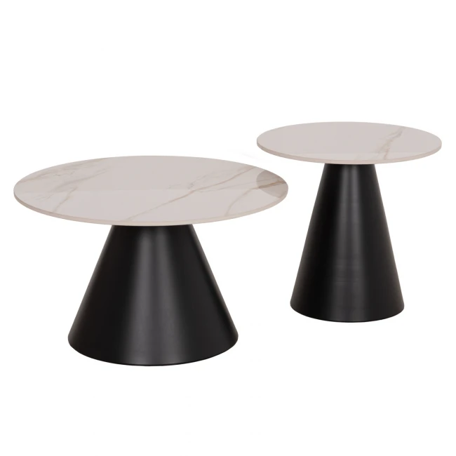 ΤΡΑΠΕΖΙΑ ΣΑΛΟΝΙΟΥ RIDGE(X) HM18307.02 SINTERED STONE TOPS--ΒΑΣΕΙΣ ΜΑΥΡΕΣ Φ50 & Φ70