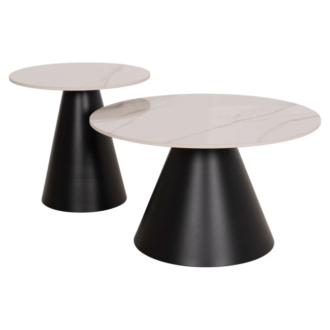 ΤΡΑΠΕΖΙΑ ΣΑΛΟΝΙΟΥ RIDGE(X) HM18307.02 SINTERED STONE TOPS--ΒΑΣΕΙΣ ΜΑΥΡΕΣ Φ50 & Φ70