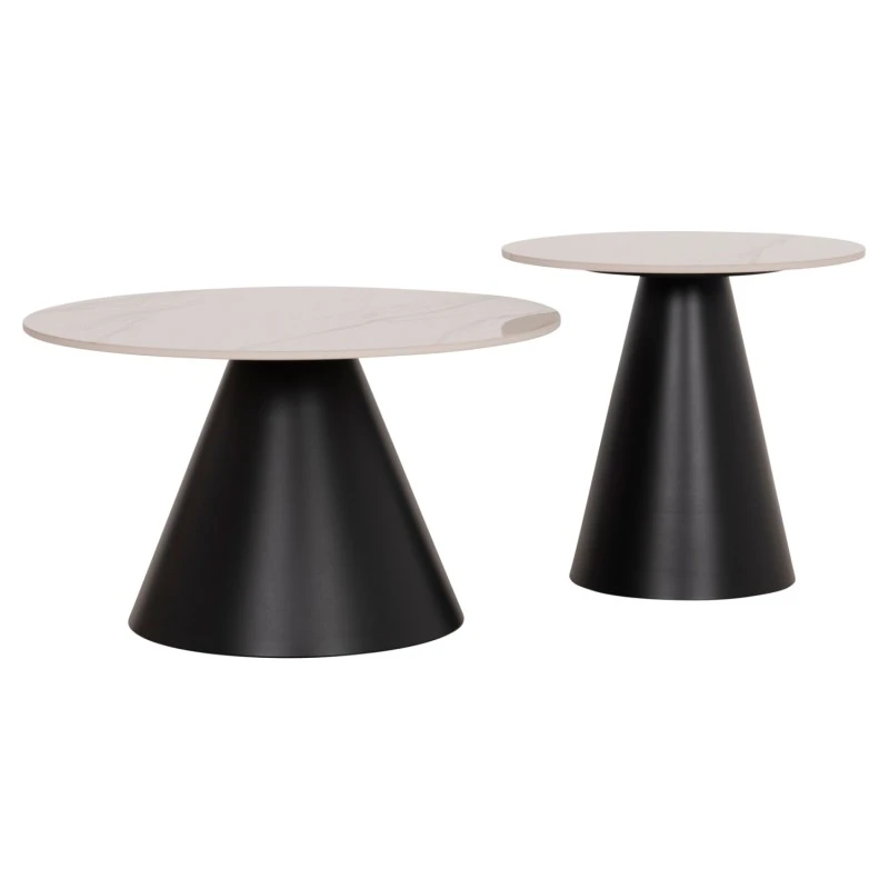 ΣΕΤ 2 ΤΡΑΠΕΖΙΑ ΣΑΛΟΝΙΟΥ RIDGE(X) HM18307.02 SINTERED STONE TOPS--ΒΑΣΕΙΣ ΜΑΥΡΕΣ Φ50 & Φ70