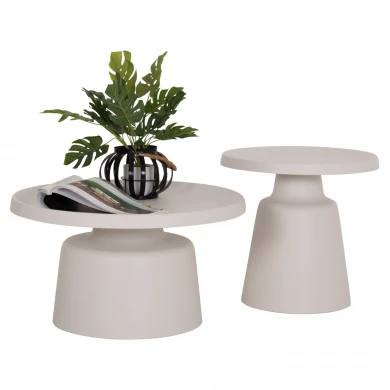 ΣΕΤ 2 ΤΡΑΠΕΖΙΑ ΣΑΛΟΝΙΟΥ RINKON2 HM18304.01 ΜΕΤΑΛΛΟ ΣΕ ΛΕΥΚΟ Φ49εκ & Φ69εκ