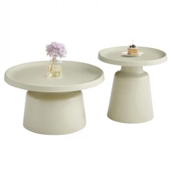 ΣΕΤ 2 ΤΡΑΠΕΖΙΑ ΣΑΛΟΝΙΟΥ RINKON2 HM18304.04 ΜΕΤΑΛΛΟ ΣΕ ΣΑΜΠΑΝΙ Φ50εκ & Φ70εκ