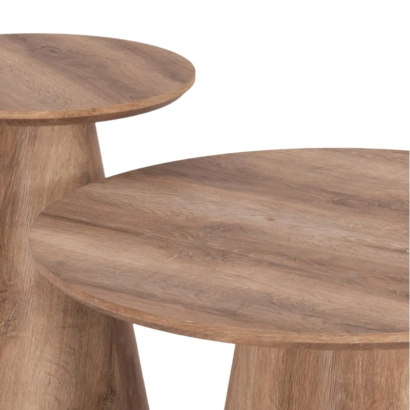 ΣΕΤ 2ΤΜΧ ΤΡΑΠΕΖΙΑ ΣΑΛΟΝΙΟΥ KARAN HM21085 MDF ΦΥΣΙΚΟ ΞΥΛΟΥ Φ80εκ & Φ45εκ
