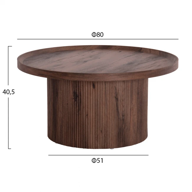 ΣΕΤ 2ΤΜΧ ΤΡΑΠΕΖΙΑ ΣΑΛΟΝΙΟΥ MARGON HM21084 MDF ΣΚΟΥΡΟ ΚΑΦΕ Φ80εκ & Φ45εκ