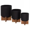 ΣΕΤ 3 ΓΛΑΣΤΡΕΣ ΜΕ TEAK ΒΑΣΕΙΣ TANTI HM4685.01 FIBER CEMENT ΣΕ ΜΑΥΡΟ ΧΡΩΜΑ