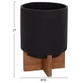 ΣΕΤ 3 ΓΛΑΣΤΡΕΣ ΜΕ TEAK ΒΑΣΕΙΣ TANTI HM4685.01 FIBER CEMENT ΣΕ ΜΑΥΡΟ ΧΡΩΜΑ