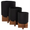 ΣΕΤ 3 ΓΛΑΣΤΡΕΣ ΜΕ TEAK ΒΑΣΕΙΣ TANTI HM4685.01 FIBER CEMENT ΣΕ ΜΑΥΡΟ ΧΡΩΜΑ