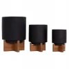 ΣΕΤ 3 ΓΛΑΣΤΡΕΣ ΜΕ TEAK ΒΑΣΕΙΣ TANTI HM4685.01 FIBER CEMENT ΣΕ ΜΑΥΡΟ ΧΡΩΜΑ