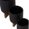 ΣΕΤ 3 ΓΛΑΣΤΡΕΣ ΜΕ TEAK ΒΑΣΕΙΣ TANTI HM4685.01 FIBER CEMENT ΣΕ ΜΑΥΡΟ ΧΡΩΜΑ