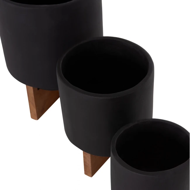 ΣΕΤ 3 ΓΛΑΣΤΡΕΣ ΜΕ TEAK ΒΑΣΕΙΣ TANTI HM4685.01 FIBER CEMENT ΣΕ ΜΑΥΡΟ ΧΡΩΜΑ