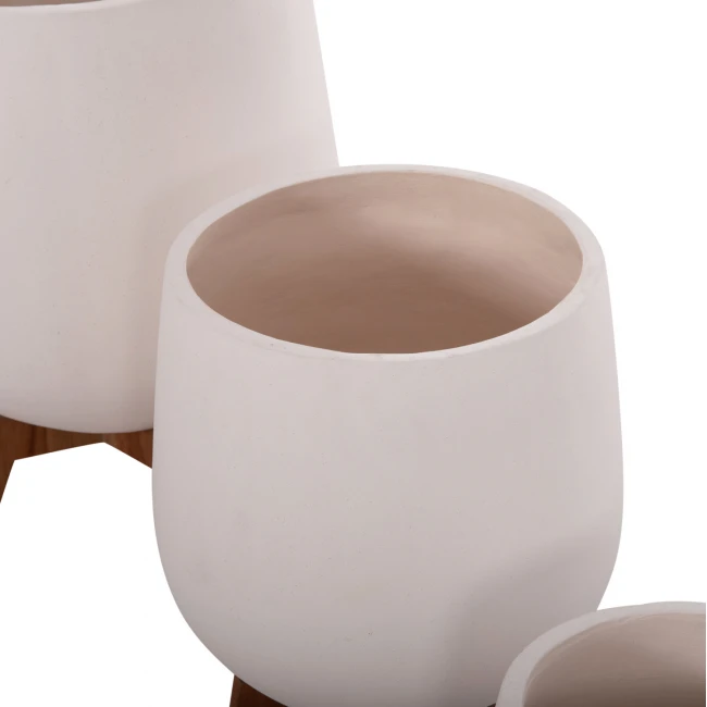 ΣΕΤ 3 ΓΛΑΣΤΡΕΣ ΜΕ TEAK ΒΑΣΕΙΣ TRYLL HM4681.02 FIBER CEMENT ΛΕΥΚΟ