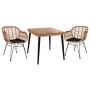 ΣΕΤ 3ΤΜΧ ALLEGRA WICKER ΜΕ ΤΡΑΠΕΖΙ 80X80Χ78Υ ΜΠΕΖ & ΜΑΥΡΟ ΧΡΩΜΑ HM10483