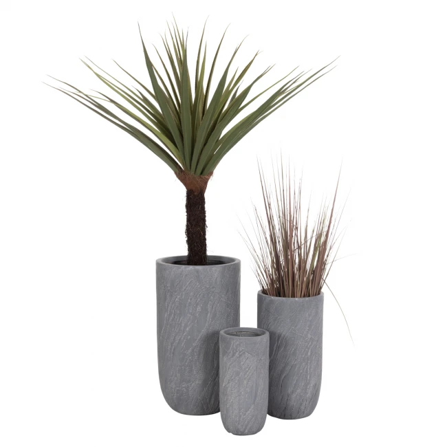 ΣΕΤ 3ΤΜΧ ΓΛΑΣΤΡΕΣ ΚΥΛΙΝΔΡΟΙ ΣΕΙΡΑ GARDENER HM4720 FIBERCLAY-ΧΡΩΜΑ CEMENT Φ44x79Υεκ