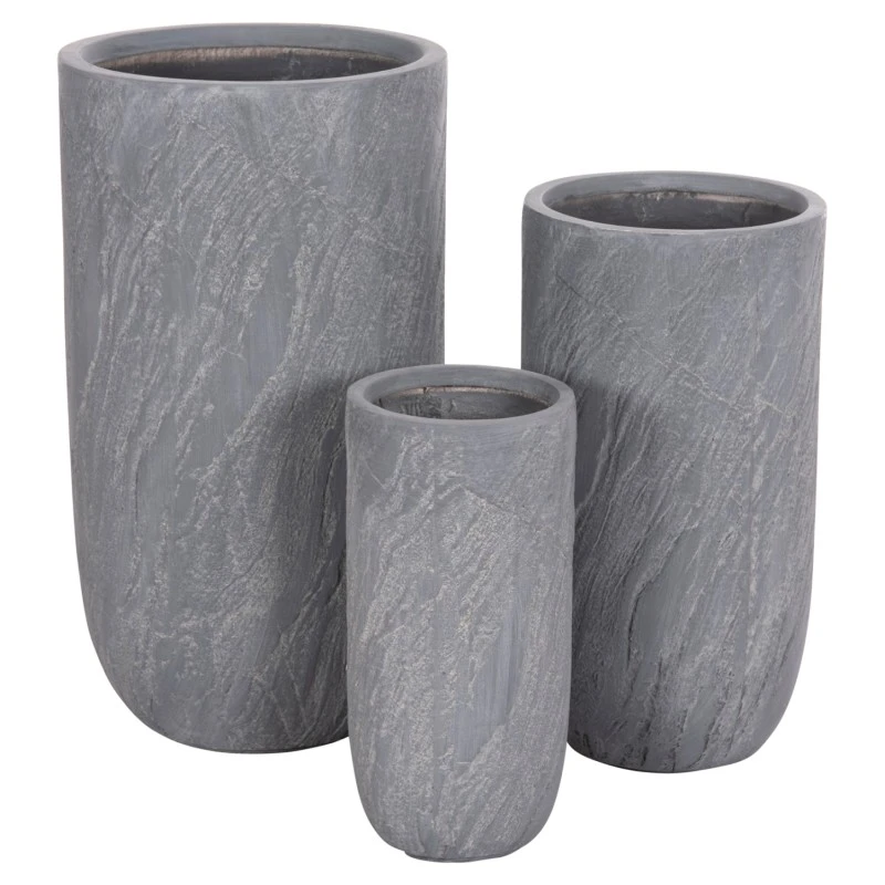 ΣΕΤ 3ΤΜΧ ΓΛΑΣΤΡΕΣ ΚΥΛΙΝΔΡΟΙ ΣΕΙΡΑ GARDENER HM4720 FIBERCLAY-ΧΡΩΜΑ CEMENT Φ44x79Υεκ