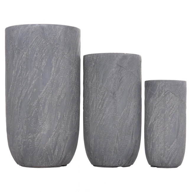 ΣΕΤ 3ΤΜΧ ΓΛΑΣΤΡΕΣ ΚΥΛΙΝΔΡΟΙ ΣΕΙΡΑ GARDENER HM4720 FIBERCLAY-ΧΡΩΜΑ CEMENT Φ44x79Υεκ