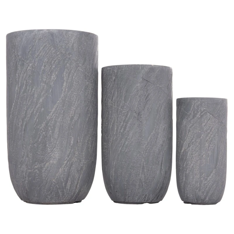 ΣΕΤ 3ΤΜΧ ΓΛΑΣΤΡΕΣ ΚΥΛΙΝΔΡΟΙ ΣΕΙΡΑ GARDENER HM4720 FIBERCLAY-ΧΡΩΜΑ CEMENT Φ44x79Υεκ