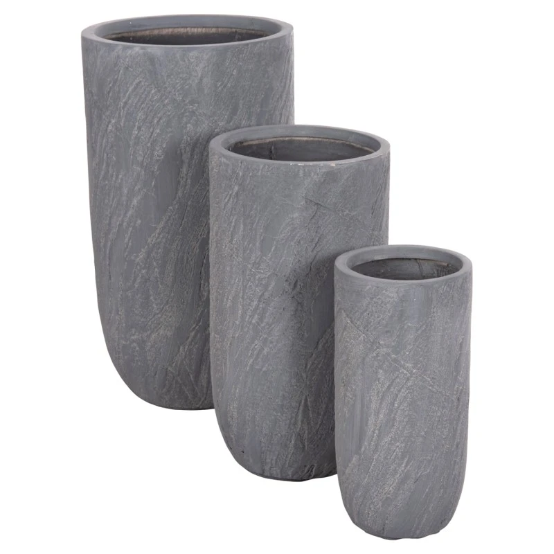 ΣΕΤ 3ΤΜΧ ΓΛΑΣΤΡΕΣ ΚΥΛΙΝΔΡΟΙ ΣΕΙΡΑ GARDENER HM4720 FIBERCLAY-ΧΡΩΜΑ CEMENT Φ44x79Υεκ