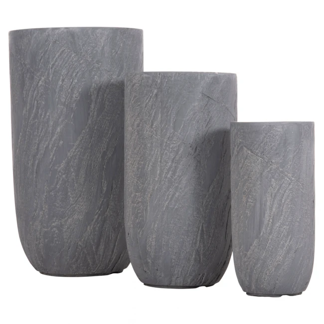 ΣΕΤ 3ΤΜΧ ΓΛΑΣΤΡΕΣ ΚΥΛΙΝΔΡΟΙ ΣΕΙΡΑ GARDENER HM4720 FIBERCLAY-ΧΡΩΜΑ CEMENT Φ44x79Υεκ