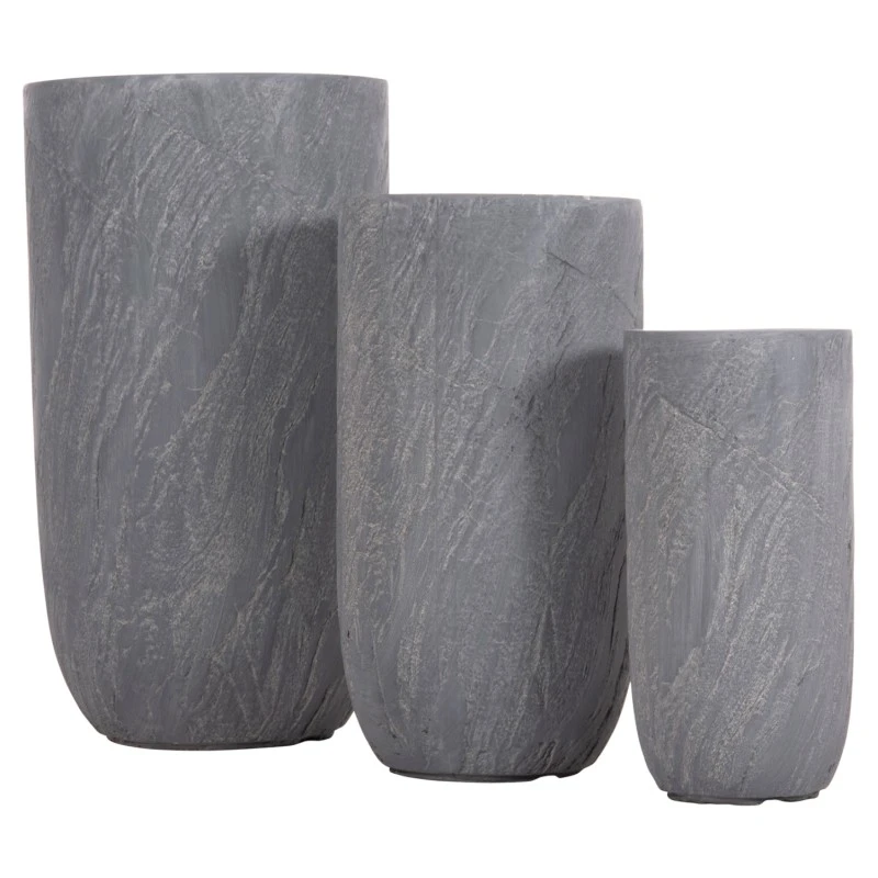 ΣΕΤ 3ΤΜΧ ΓΛΑΣΤΡΕΣ ΚΥΛΙΝΔΡΟΙ ΣΕΙΡΑ GARDENER HM4720 FIBERCLAY-ΧΡΩΜΑ CEMENT Φ44x79Υεκ