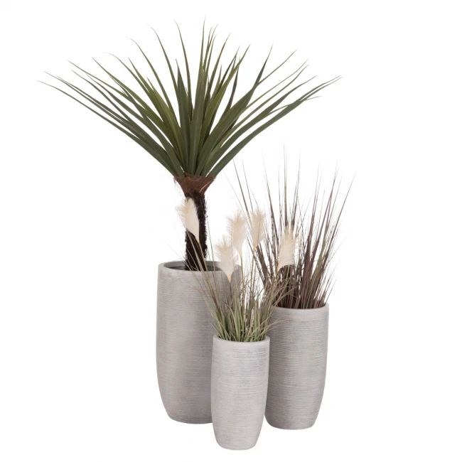 ΣΕΤ 3ΤΜΧ ΓΛΑΣΤΡΕΣ ΚΥΛΙΝΔΡΟΙ ΣΕΙΡΑ GARDENER HM4721 FIBERCLAY-ΧΡΩΜΑ CEMENT Φ42x78Υεκ